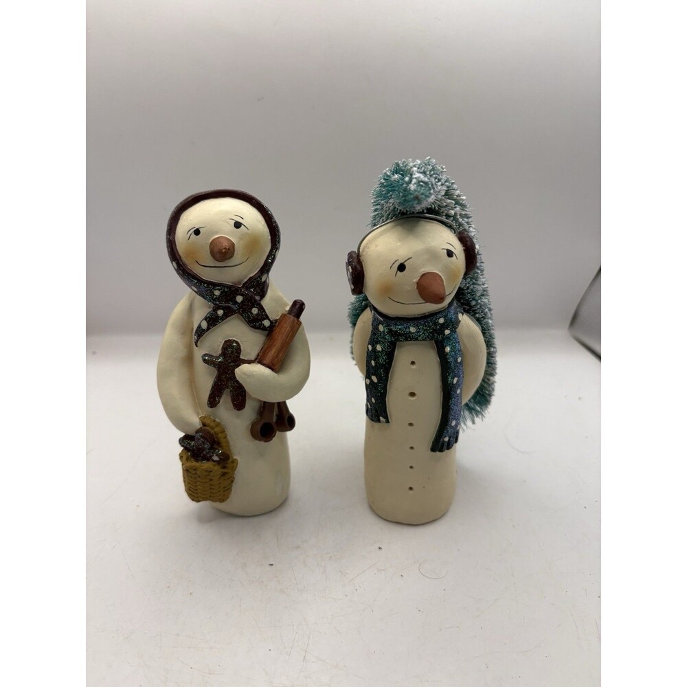 Vtg EFY Bonnie Lynn Mittens & Mufflers Snowman Figurine Lot Set of 2 Limited Ed
